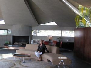 Here I am in sitting beneath the soaring poured-concrete ceiling, punctuated with slivers of glass. This house has a cameo in the 1971 James Bond film, "Diamonds Are Forever."