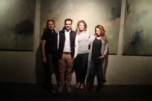Sarah, Thomas, special projects producer, Judy Morris, and my makeup artist, Daisy Schwartzberg stopped for a quick photo outside the wine cellar.