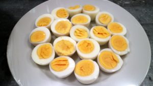Harboiled eggs ready for the individual salad nicoise.