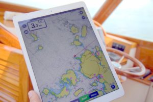 Before we set out on our trip to the True North Salmon Company fish farm, I uploaded a special navigation app, Navionics Boating USA, on my iPad to help guide us through the waters. My boat is equipped with the most advanced navigational instruments, but it is also fun to use the iPad.  http://www.truenorthsalmon.com