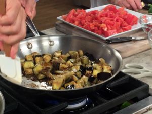 The browning eggplant is so beautiful - it all smelled so good in our Martha Stewart kitchen from The Home Depot. We do a lot of our Facebook LIVE shows from this kitchen at our Starrett Lehigh offices. http://www.homedepot.com/c/SPC_BRD_MSL_Kitchen