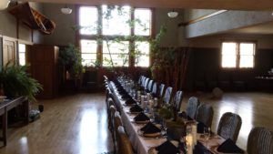 I had recently hosted a gathering in the carriage house of my stable, so it was already suited for a reception. Mike set-up the three tables to make one long one - I love this room with all the wonderful large windows looking out onto my vegetable and flower gardens.