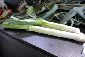Leeks are sturdy, versatile, flavorful vegetables. A traditional ingredient in French cuisine, the leek adds not only onion flavor to your food, but also a hint of garlic. Leeks are low in calories and full of nutrients - great for soups, stews, grain dishes and even omelets.