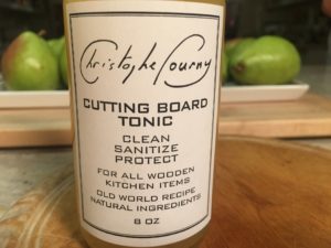 This cutting board tonic uses citrus oil, rosemary oil and white vinegar to give cutting boards a nice clean finish.