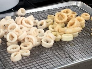 And look at the delicious calamari. It cooks very fast - each batch only takes a minute.
