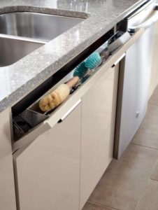 Tilt-Out Trays are a great way to ensure that you are using every inch of your kitchen for functional storage. They are stain resistant, moisture resistant plastic to allow storage of sponges and other cleaning materials.