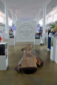 This large tree trunk was brought in by NYCitySlab, a company dedicated to saving fallen trees and rescuing and recycling beautiful slabs from mulch, destruction and waste, and transforming them into works of art and function for the home. NYCitySlab was one of this year's honored companies.