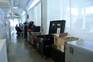 Audio and video equipment were delivered in boxes and Pelican cases and set up by the crew from FPS Full Production Services Inc. http://www.go2fps.com