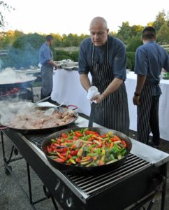Chef Pierre prepared the  vegetables for the paella.