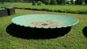Each bronze bowl fountain is 12-feet in diameter and 16-inches deep. The diameter of the center opening is 15-inches.