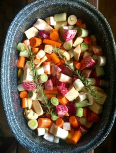 Blaze says, "one of our favorite dishes was the roasted root vegetables, which included carrots, parsnips, leeks and three types of beets!"