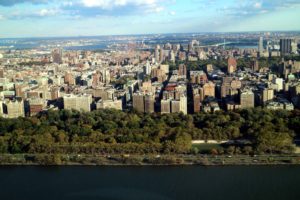 Here is a view of the West Side Highway looking east over the Hudson River and parts of Riverside Drive. If you look towards the middle, you can see Central Park.