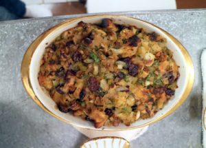 Here is my Classic Stuffing with Herbs and Dried Cherries that we also included in the Martha & Marley Spoon Thanksgiving meal box this season - it's filled with onion, celery, sage, and dried cherries.
