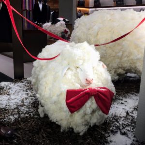 We passed the Ermenegildo Zegna flagship boutique on Bond Street. The shop had the best lambs in the windows.