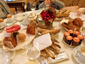 On our second day in Paris, we ate at L'Espadon, which is at the Ritz. This is the "American Breakfast" - the 60-Euros breakfast for the children.