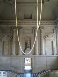 Here is a modern sculpture of lights in the entrance hall.