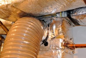 The vacuum hose is connected to the supply plenum, an air-distribution box attached directly to the handler and all the equipment that heats or cools the  house - it is the heart of the duct system.