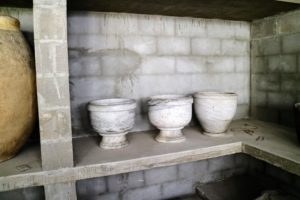 I saw several antique marble vessels.