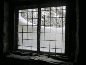 This "pub" window is nearly all walled in with white - there is so much shoveling to do.