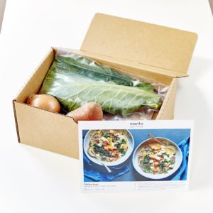 Every box is packed with pre-portioned ingredients to save time and to eliminate waste.