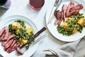 Here’s the completed dish for Steak and Potatoes with Green Bean Vinaigrette – the potatoes are tossed in whole grain mustard and vinegar for a tangy bite.