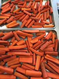 We used 20 large carrots cut into these big three-inch pieces.