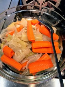 Here are the carrots and onions that cooked with the corned beef - all of it was removed from the pot.