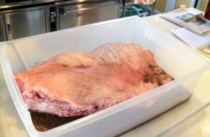 Our brisket was much larger - more than 20-pounds, so I needed to make a lot of brine to cover.