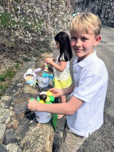 This is Christophe, the son of New York interior decorator and author, Jeffrey Bilhuber. Christophe was our big Easter Egg hunt winner - he collected 42-eggs including a gold one.