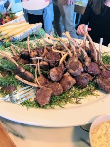 Lunch was served soon after the egg hunt. These lamb chops were a huge hit - they went very quickly.