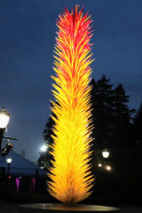 Here is the Scarlet and Yellow Icicle Tower - such a stunning tower of bright yellow and orange. Chihuly's works are considered unique to the field of blown glass and the realm of large-scale sculpture.