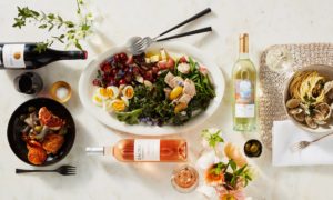 Here, we paired Braised Chicken with Potatoes, Olives and Lemon with 2015 Jamais Renoncer Red Blend from Cotes du Roullisson, France, Salad Nicosia with 2016 Racine Rosé from Côtes du Provence, France, and Linguini with Clams with 2015 Cala de Poeti. Verementino I.G.T. from Tuscany, Italy.