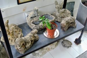 A whimsical arrangement of stone woodland animals - Patsy has been collecting stone garden pieces for many years.