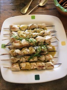 The chicken shish kebabs were so tasty - Patsy cooked these outside on the grill.