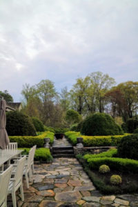 The stone terrace off the house is divided into two levels - the upper and lower Terrace Parterre. The lower area is where I have plenty of culinary herbs planted.