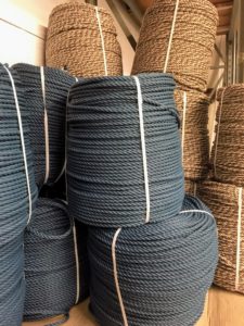 The rope coils come in a variety of colors. All the cordage contains a UV additive to prevent fading and color bleed. (Photo by Dawn Stahl)