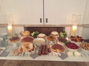 Dessert was also served on a buffet. The table included rhubarb crumble, lemon mud pie, chocolate caramel tart, apricot tart lattice, poached cherry financier, fresh strawberries, short bread & whipped cream, caramel flan, and soft biscotti with coffee.