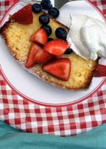 Claire Basile, associate designer of crafts, shares this photo of a pound cake her sister, Mary, made at the family barbecue in Mt. Vernon, New York. It looks very patriotic with the berries and whipped cream.
