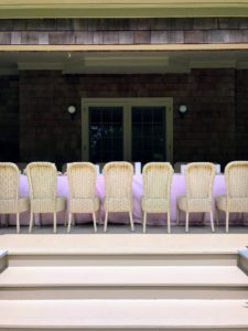 This table is on my very large, 65-foot long front porch, which looks out onto the expansive front circular lawn - it is the perfect setting for a party.