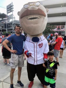 SVP licensing and brand management for our lifestyle department, Krystle Healy, shared a few photos from her weekend - her husband, Liam, and her son, Alexander, are standing with "President Teddy Roosevelt" at the Nationals Park in Washington, DC.