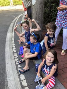 Kelly's nieces and nephews - Ava, Paul, Anna Kate and Julia - waiting for the parade to start! They were looking forward to all the candy thrown from the floats!