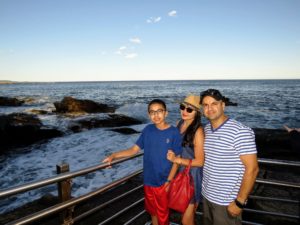 The family also visited Thunder Hole - a natural rock inlet where waves crash with high-flying foam when seas are up. On this day, the waters were pretty calm.