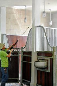 During these major cleaning sessions, it's also good to inspect the stalls in case there are other issues or repairs that may need addressing.