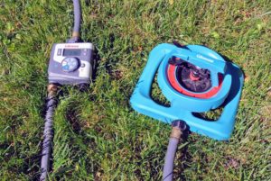 The Gilmour timer on the left is also very handy. It has dual outlets to run two watering tools simultaneously, and programmable start time, frequency and duration features. If hooked up to a sprinkler, it can be programmed to water any length of time from one minute to 360-minutes.