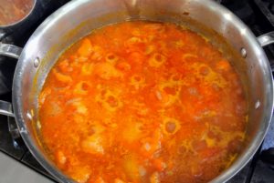 Here is the orange sauce after about 45-minutes. I love the chunky pieces of tomato - this sauce is delicious with any pasta.