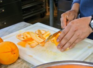 Oranges are also peeled for the special citrus dessert.