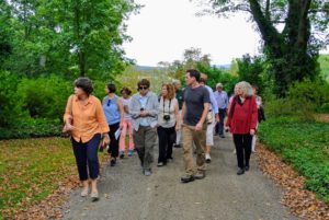 This group was very interested in all the trees I have planted over the years - thousands of trees. Ryan walks them up along a carriage road lined with several types of trees, including Paulownia, horse chestnut, crabapple, and Nyssa trees.