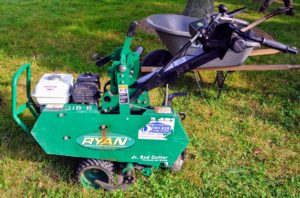 We rented a Jr. Ryan sod cutter for the day. The Ryan Company has been designing and selling turf care equipment for more than 60-years. Their sod cutter was actually created after the business partnered with a commercial landscaper named Art Ryan.