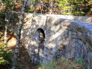 This bridge was built in 1931 and has a very narrow six-foot wide arch, which stands above the usually dry stream bed.