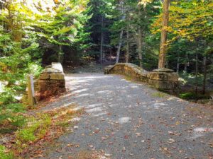This modest yet elegant little carriage-road bridge is the second oldest in the park and is located almost a mile downstream from the Amphitheater Bridge.